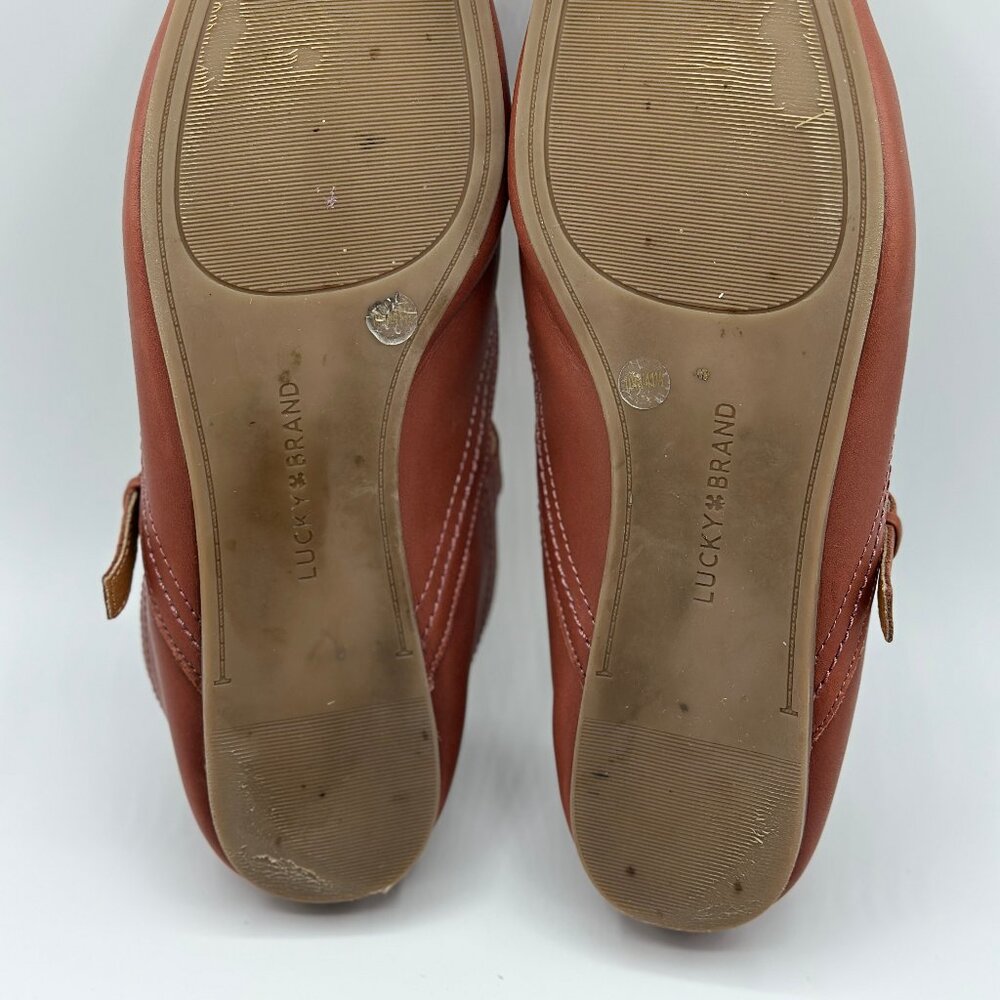 Lucky Brand Women's Albajane Flat Mary Jane Flat in Henna Brown Leather Size 10 - Picture 8 of 9